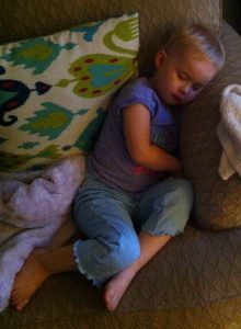 So sick she kept falling asleep on the couch and even put herself to bed at bedtime